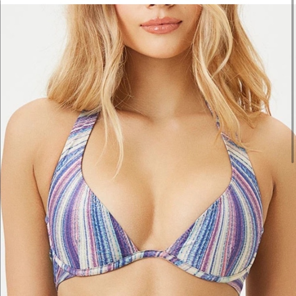 Frankie’s Bikinis stardust top in shimmer blue